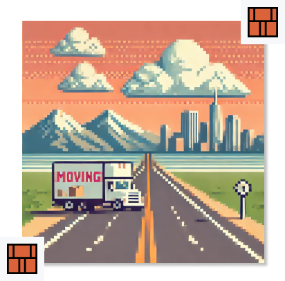 8-bit image of a truck leaving